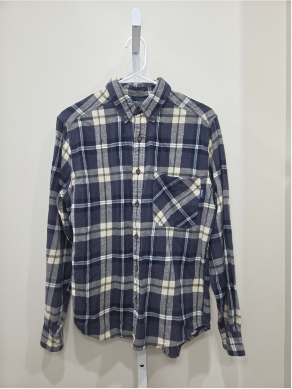 •Woolrich• Men's Plaid Casual Button Down Shirt, Size S, Blue and Beige